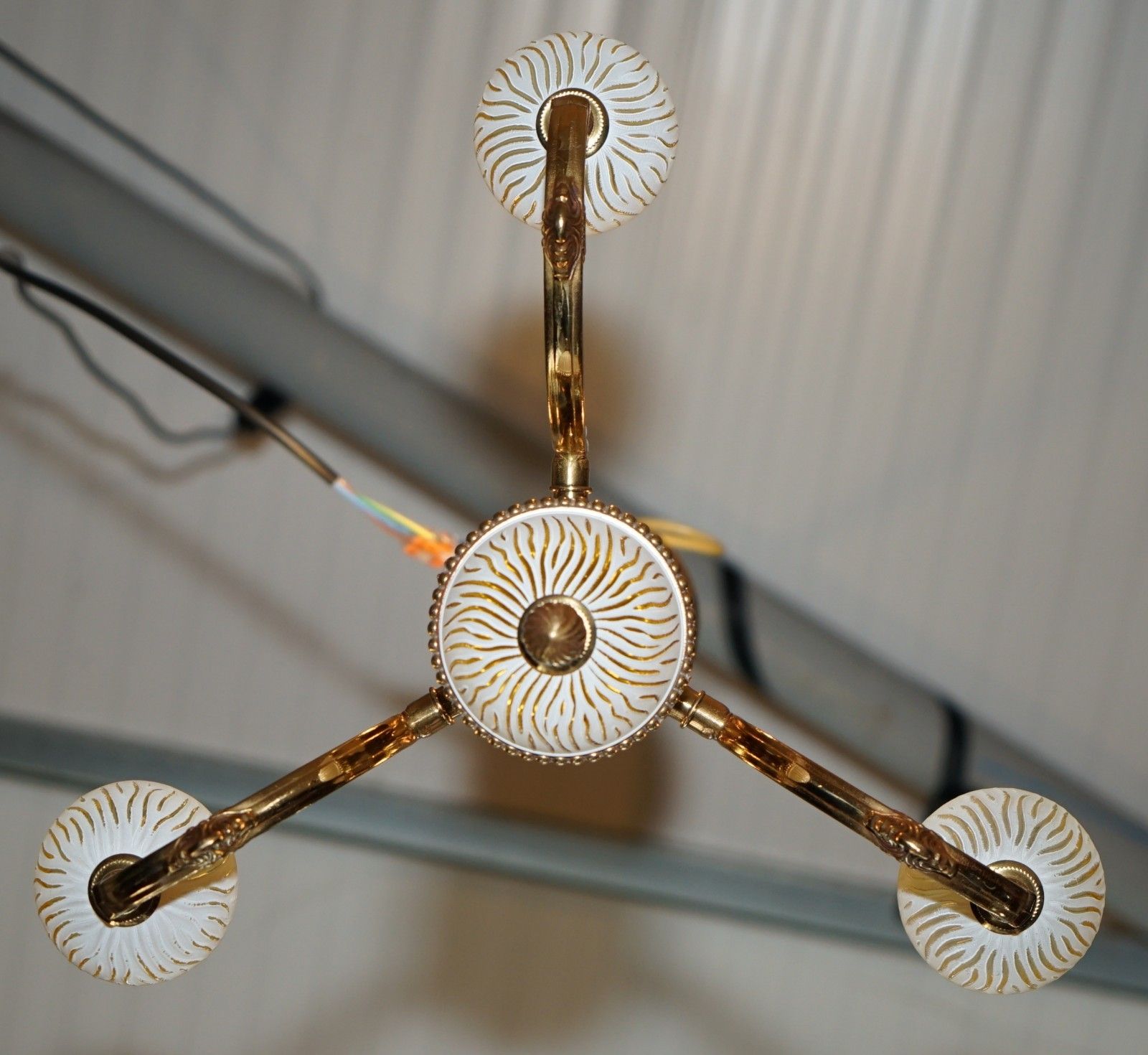 photo vinterior 1 Of 4 Reccagni Made In Italy Brass & Frosted Glass 3 Candle Light Chandelier