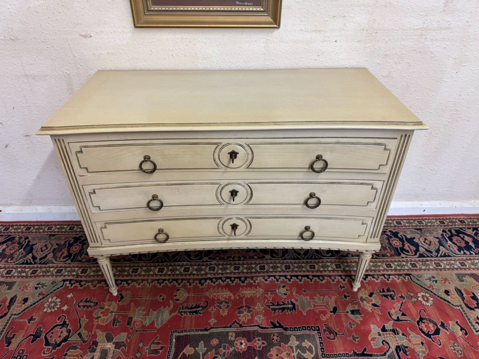 Antique French Empire Curved Chest Of Three Drawers Circa 1920 photo vintage