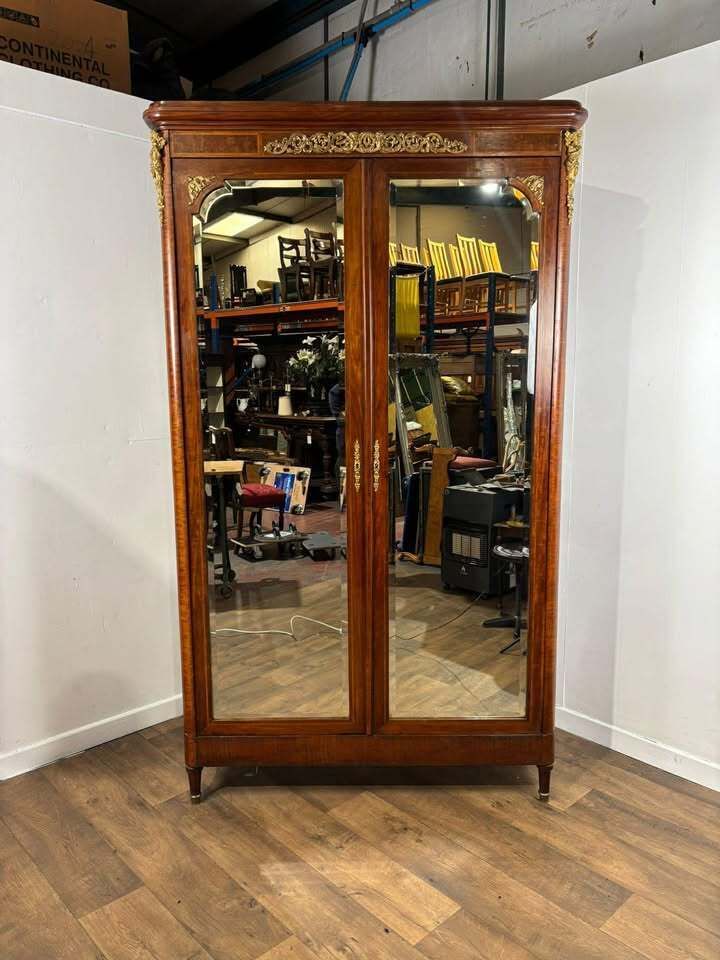 Antique French Louis XV Style Mirrored Armoire photo Furniture