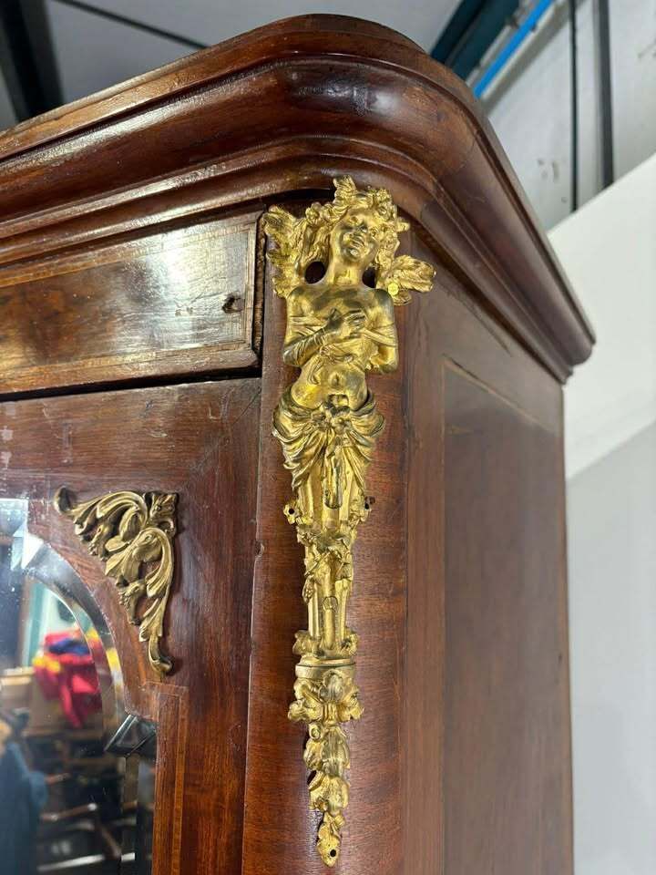 photo for sale Antique French Louis XV Style Mirrored Armoire