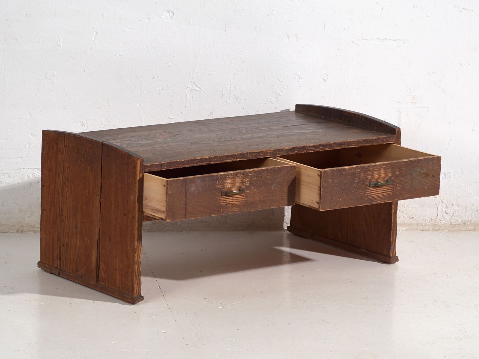 Japanese Low Desk Table With Drawers In Cedar – Showa Period (C.1926–1970) photo Furniture