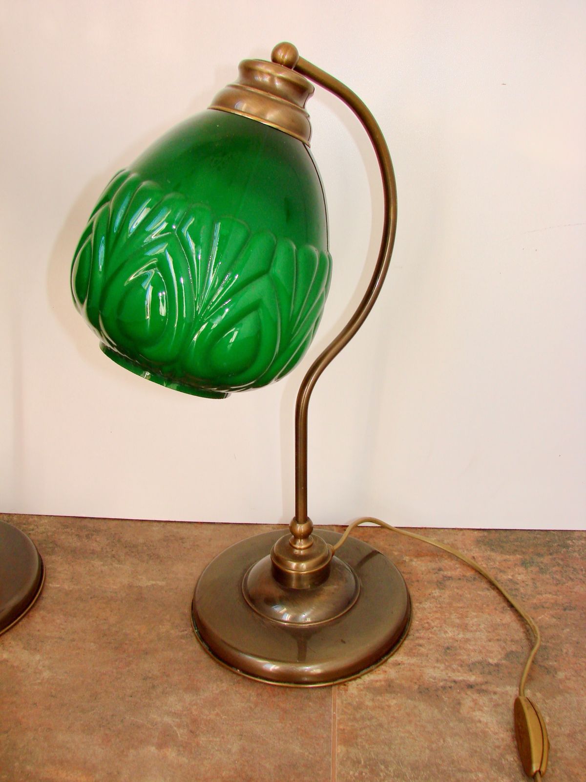 A Pair Of Modern 1980s Table Lamps, Brass And Glass, E27, Height 48 Cm photo furniture
