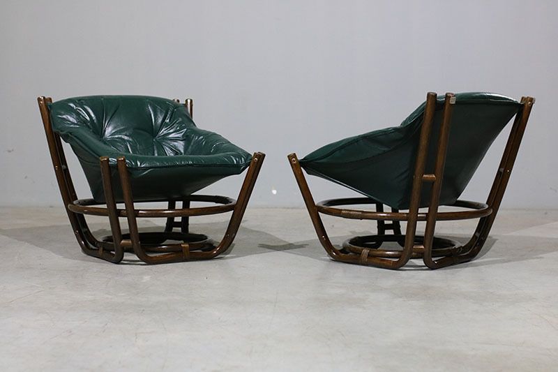 Nordic Armchairs In Bamboo And Leather photo furniture