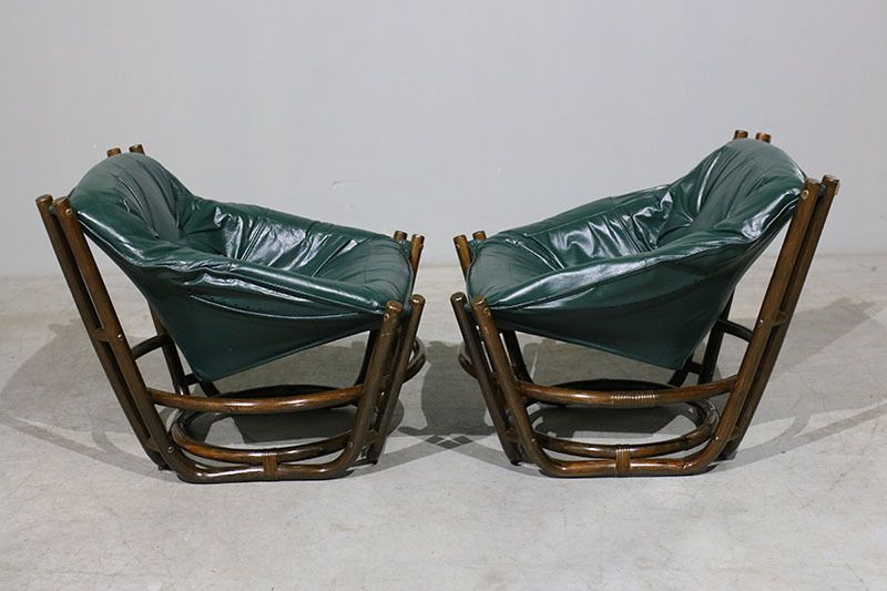 Nordic Armchairs In Bamboo And Leather photo Furniture