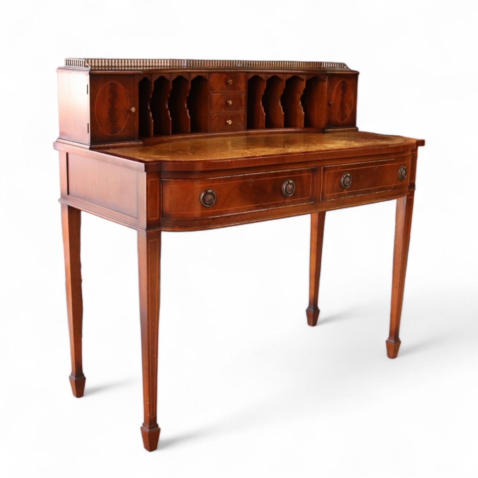 photo furniture Vintage Mahogany Bonheur Du Jour Leather Top Regency Style Writing Desk