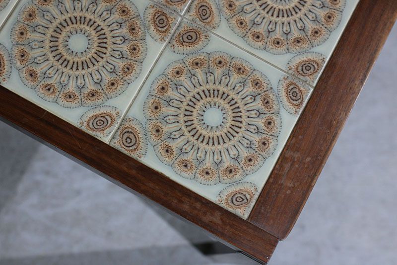 Set Of 3 Danish Side Tables In Rosewood And Tile. photo vintage
