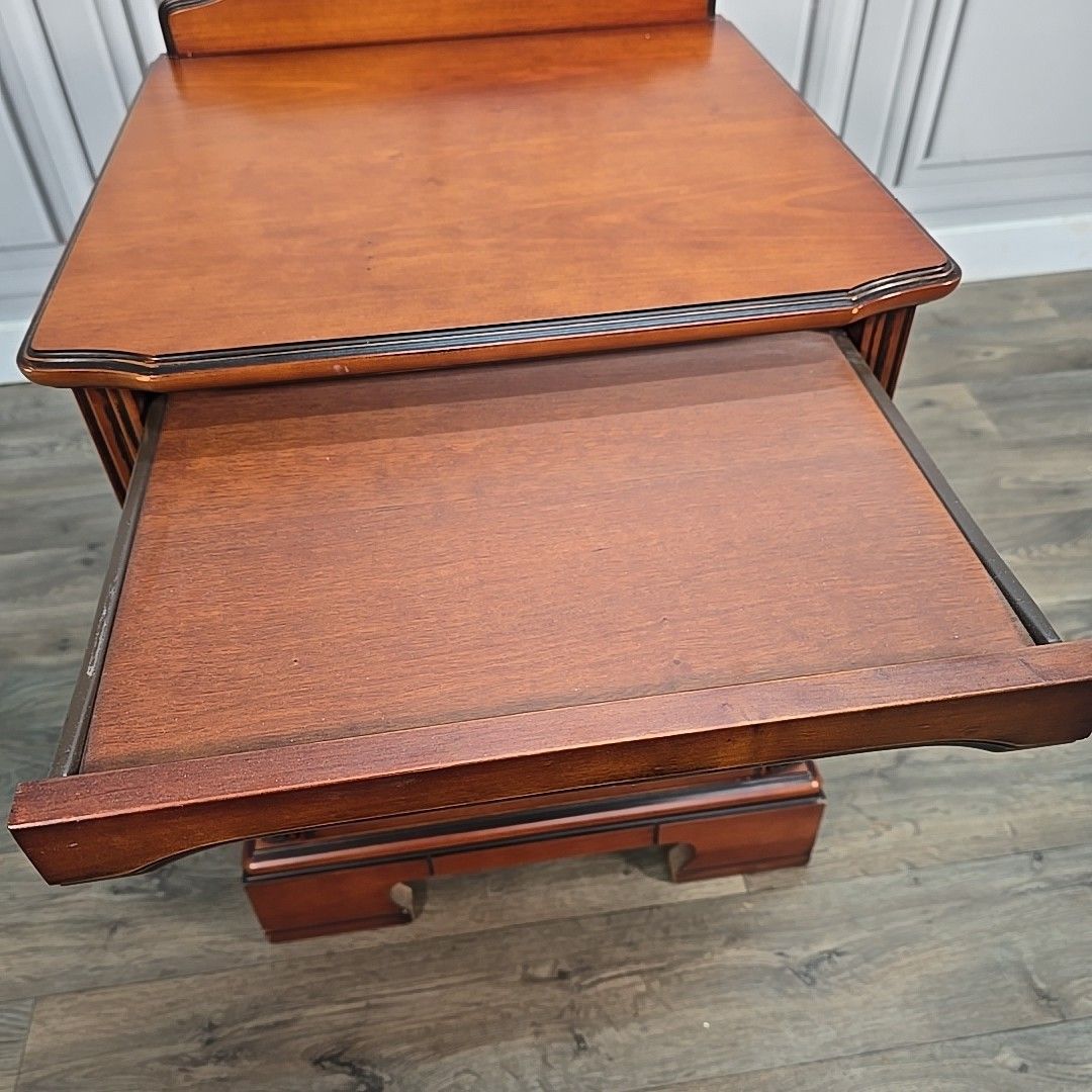 photo for sale Vintage Bedside Cabinet Table Mahogany Nightstand Drawer Slide Butlers Shelf