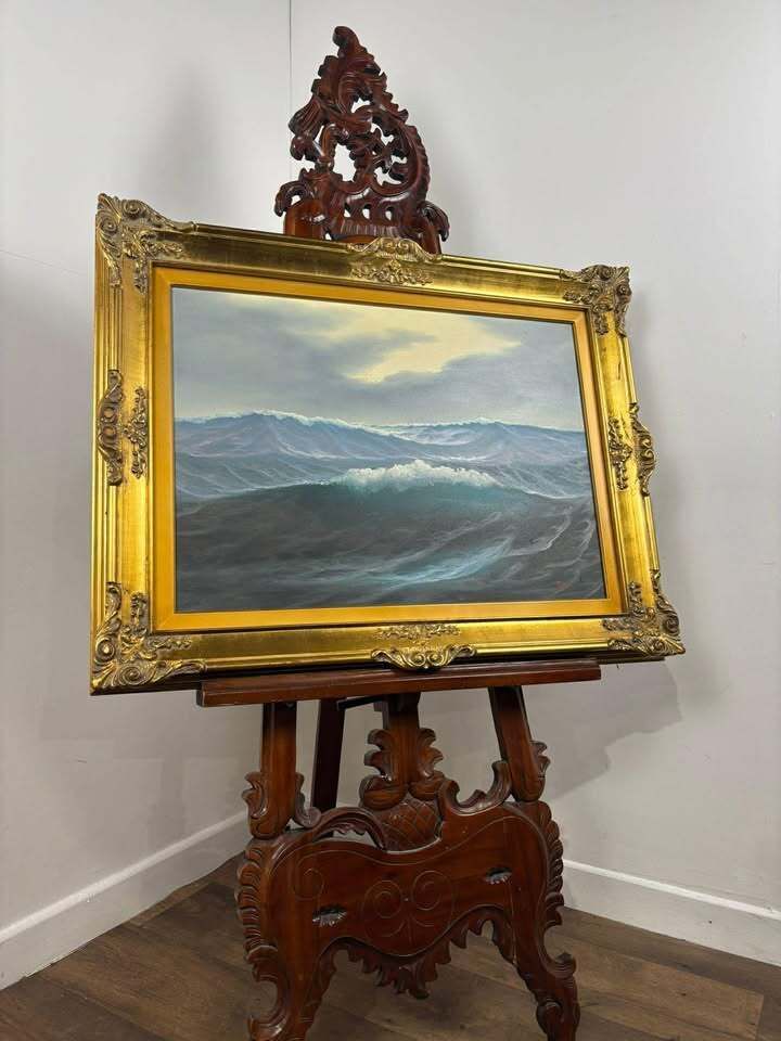 Oil On Canvas Seascape Painting – Signed “Sauli” – Ornate Gilt Frame photo buy