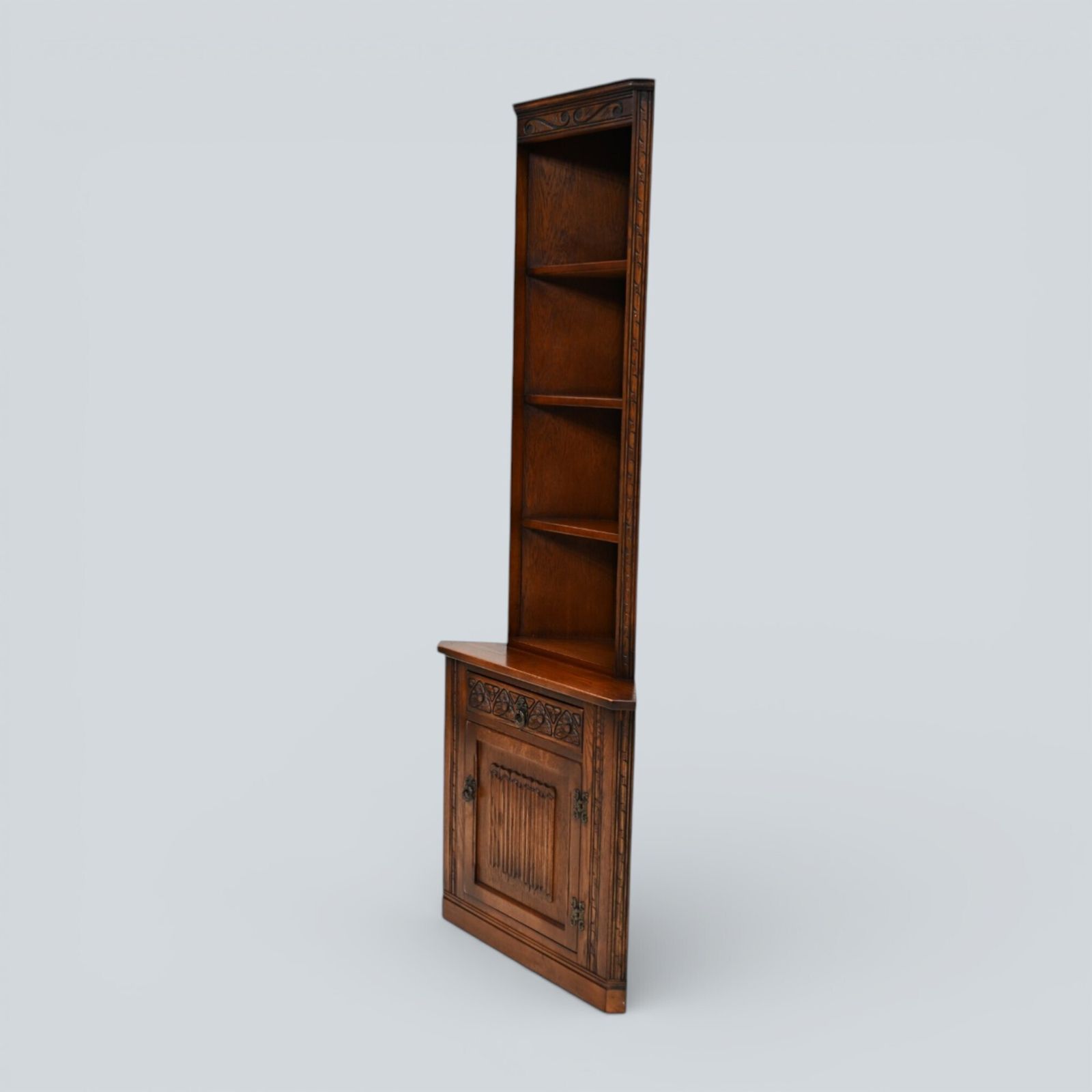 Old Charm Tall Corner Unit With Cupboard And Shelves Carvings Free Uk Delivery photo furniture