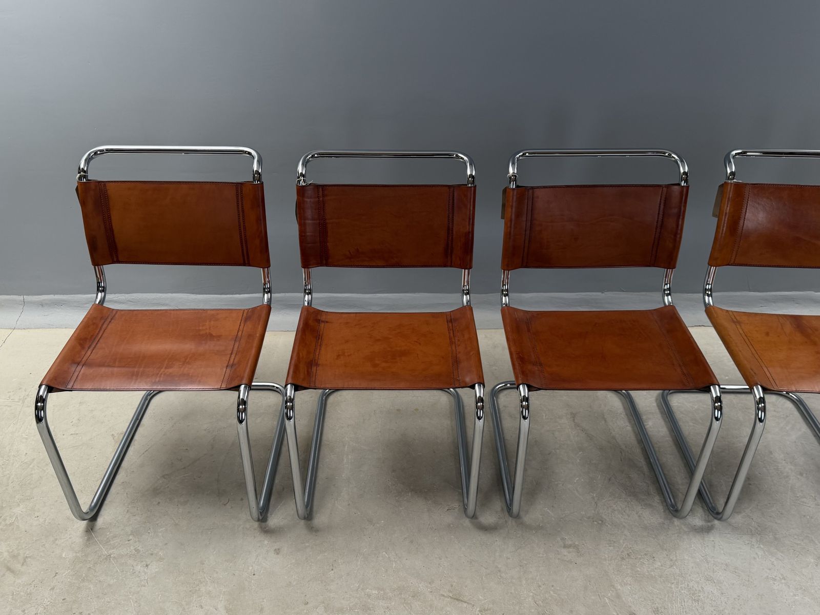 6 Dining Chairs Mart Stam Marcel Breuer S33 Set Of Six Fasem Chrome Tan Brown Cognac Leather Cantilever Bauhaus 6 Mid Century Dining Chairs 226 photo Furniture
