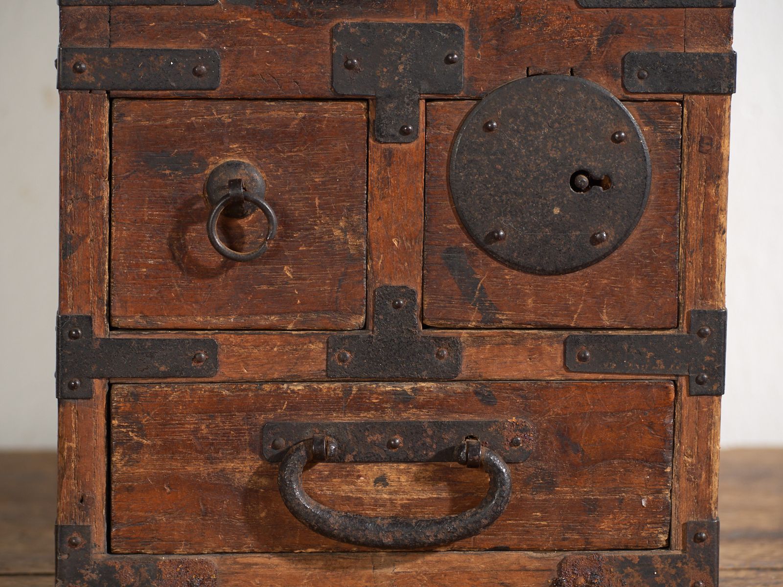 Antique Japanese Document Chest With Drawers And Iron Hardware – Portable Tansu – Meiji–Taishō Period (C.1880–1920) photo buy