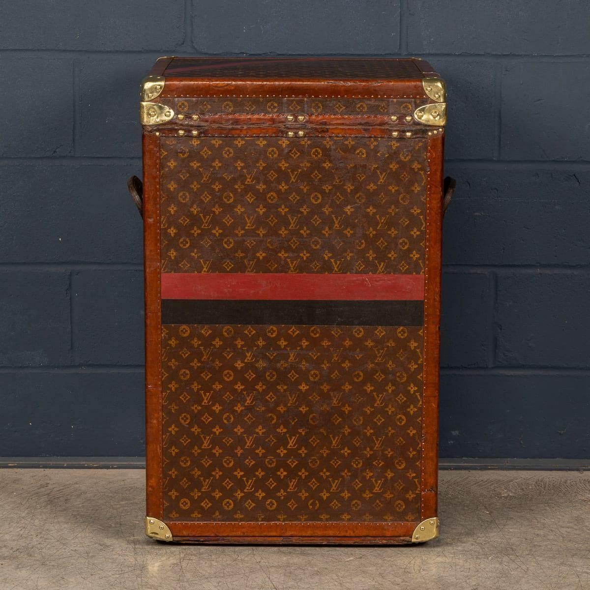 Antique 20thc Louis Vuitton 'Malle Secretaire' Desk Trunk In Monogram Canvas photo vintage