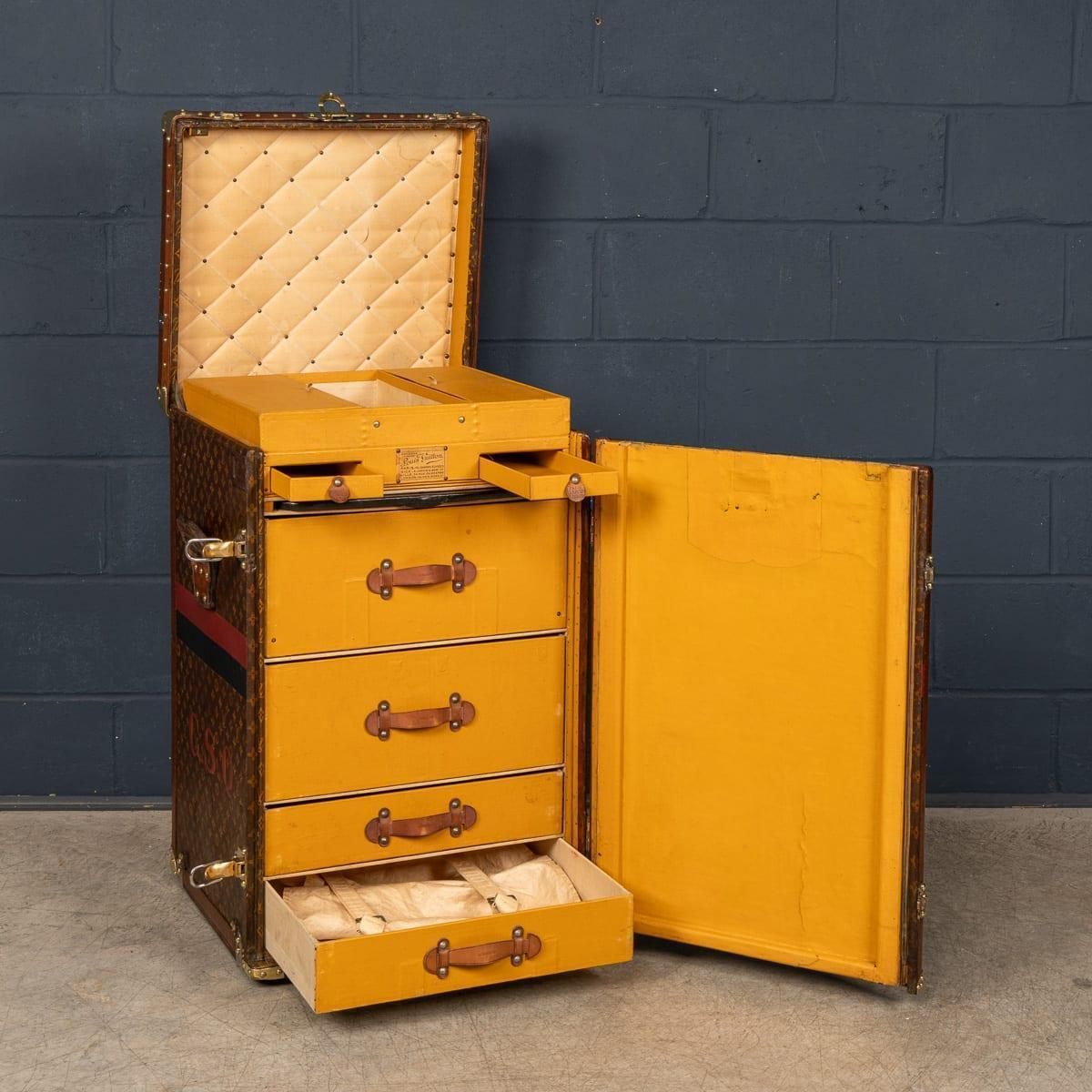 photo buy Antique 20thc Louis Vuitton 'Malle Secretaire' Desk Trunk In Monogram Canvas