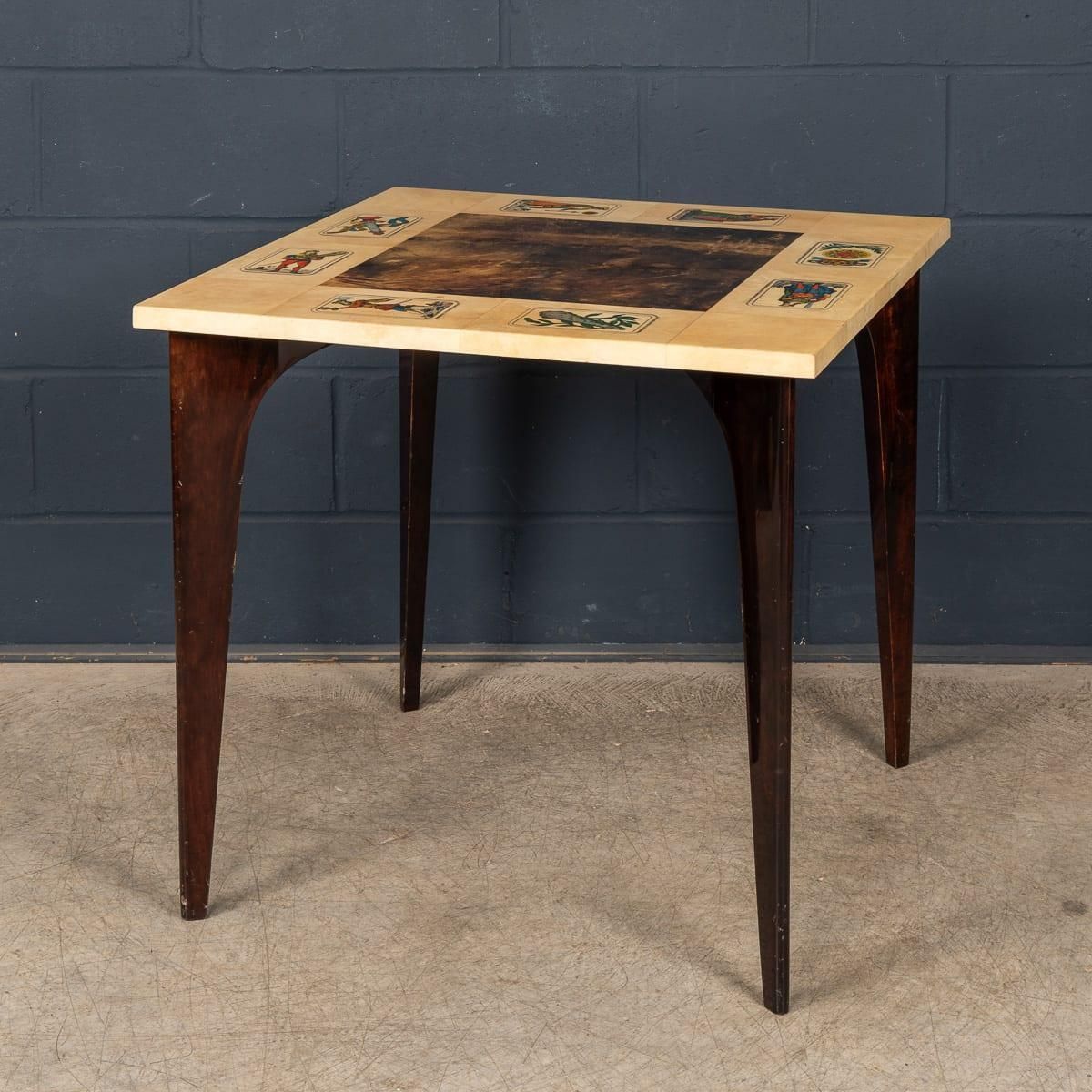 20thc Italian Dining Set / Games Table With Playing Cards Motif By Aldo Tura photo Furniture
