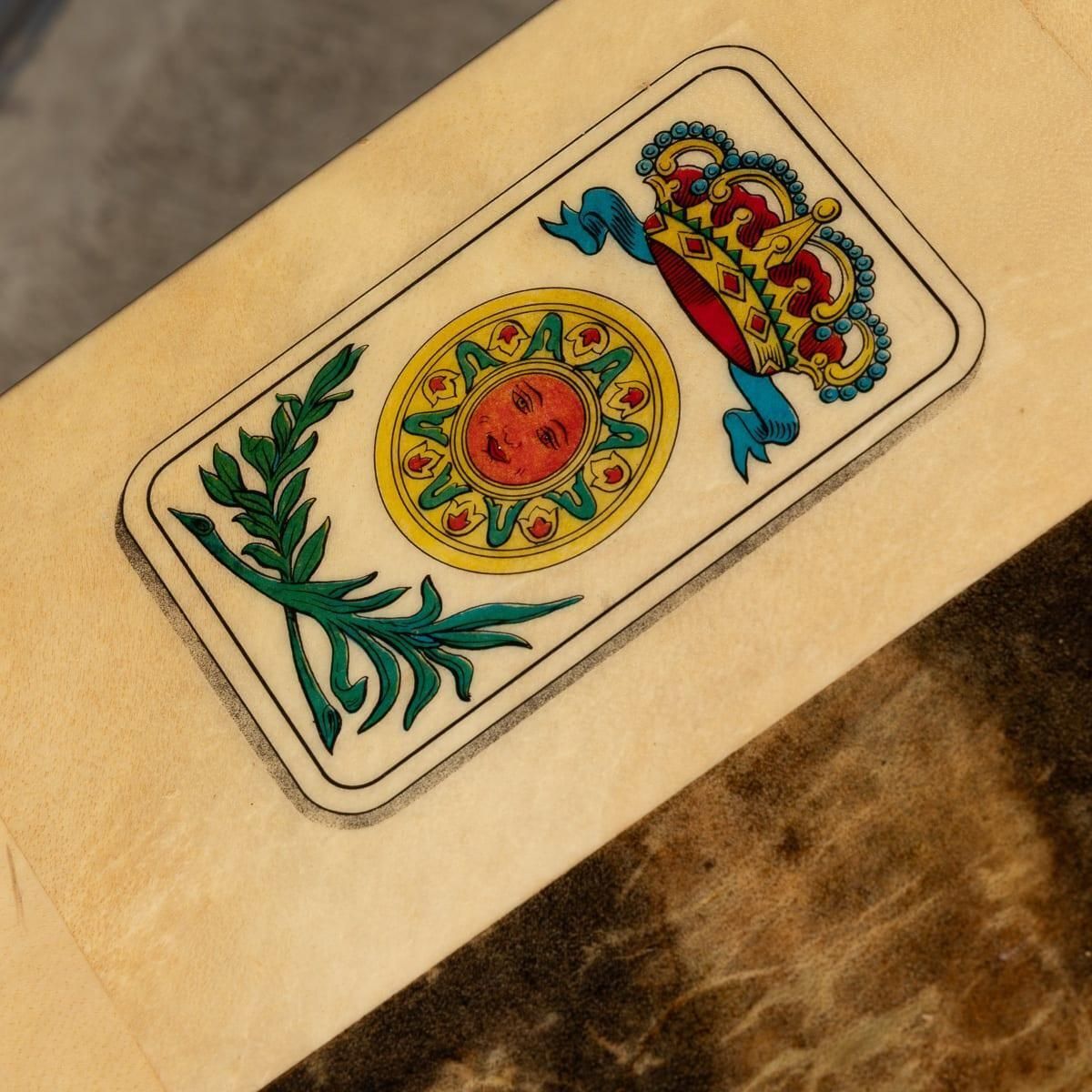 photo vintage 20thc Italian Dining Set / Games Table With Playing Cards Motif By Aldo Tura