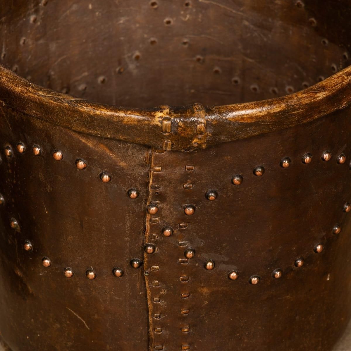 Antique 20th Century Edwardian Vellum Clad Metal Lined Log Bucket C.1910 photo 1523.0
