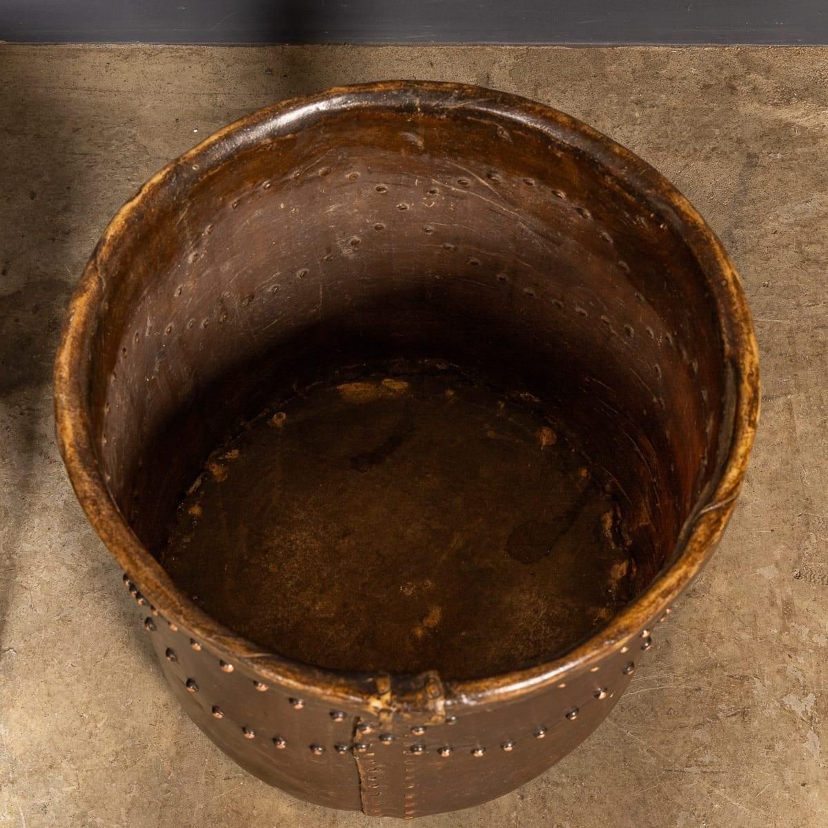 Antique 20th Century Edwardian Vellum Clad Metal Lined Log Bucket C.1910 photo buy
