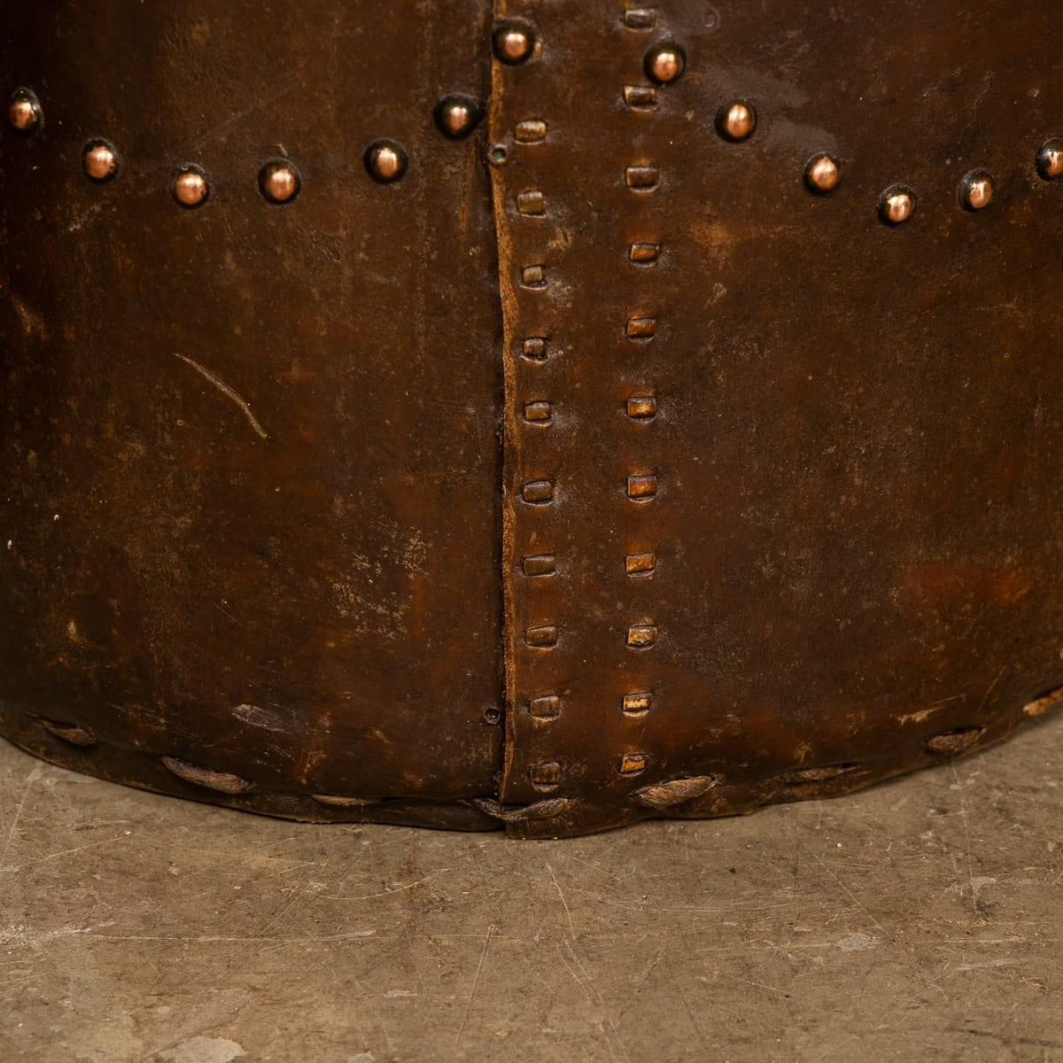 1523.0 Antique 20th Century Edwardian Vellum Clad Metal Lined Log Bucket C.1910 photo