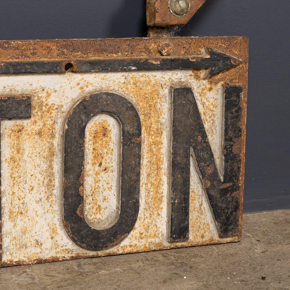 photo furniture Vintage 20thc English Cast Iron With Black & White Enamel 'Brighton' Sign C.1940