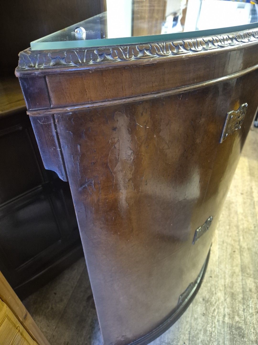 Early 20thc Burr Walnut Demi Lune Side Cocktail Drinks Cabinet By G & F photo Furniture