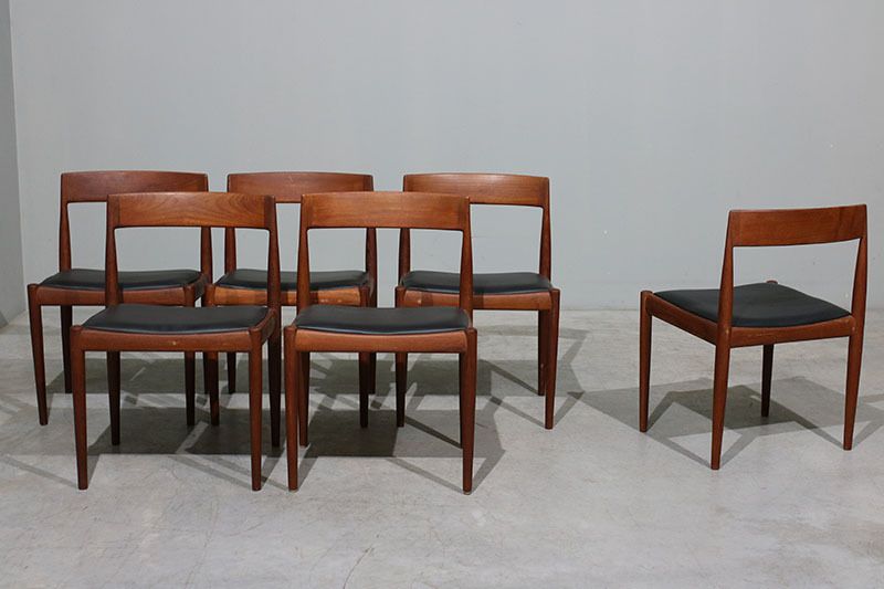 Set Of 6 Kai Kristiansen Model 4110 Chairs In Teak And Leather. photo furniture