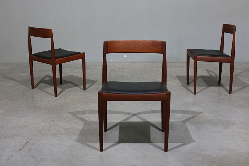 Set Of 6 Kai Kristiansen Model 4110 Chairs In Teak And Leather. photo for sale
