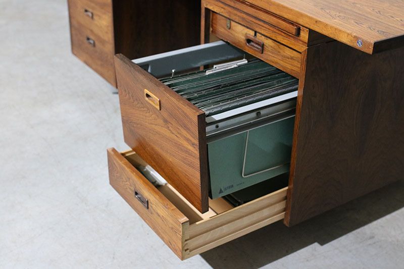 Nipu Secretary Desk From The 1970s, Made Of Rosewood. photo vintage