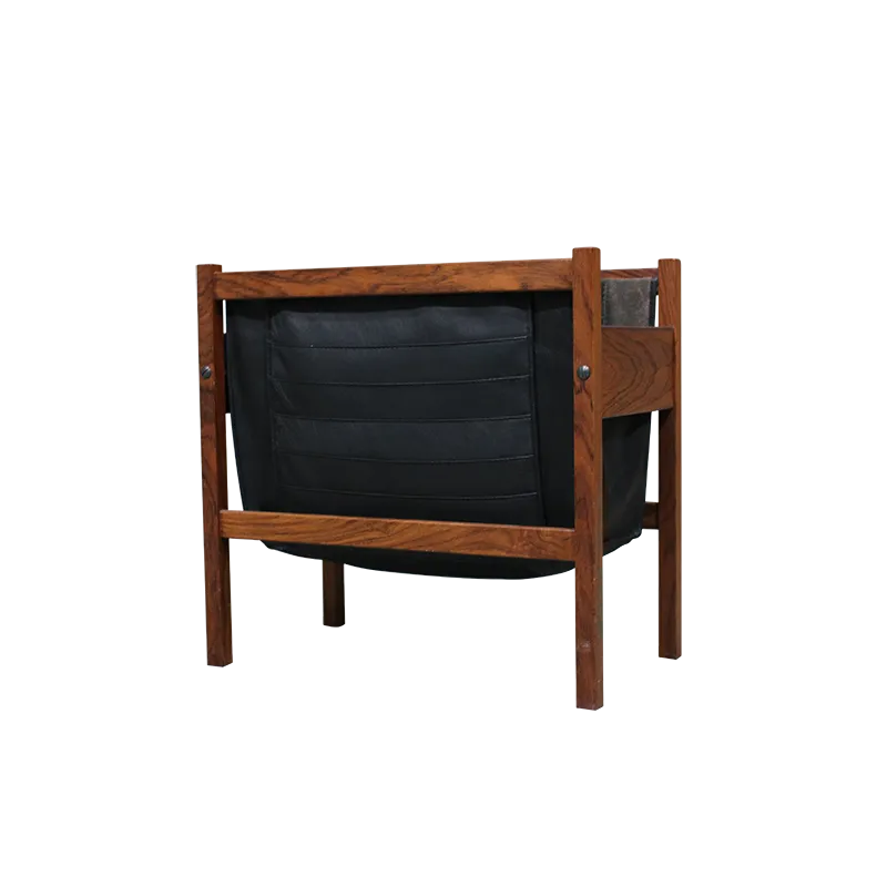Danish Magazine Rack From The 1970s, Made Of Rosewood And Leather.