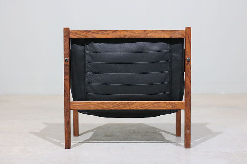 Danish Magazine Rack From The 1970s, Made Of Rosewood And Leather. photo furniture