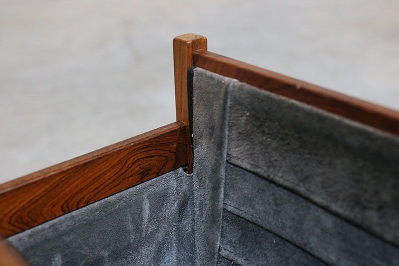 Danish Magazine Rack From The 1970s, Made Of Rosewood And Leather. photo vinterior