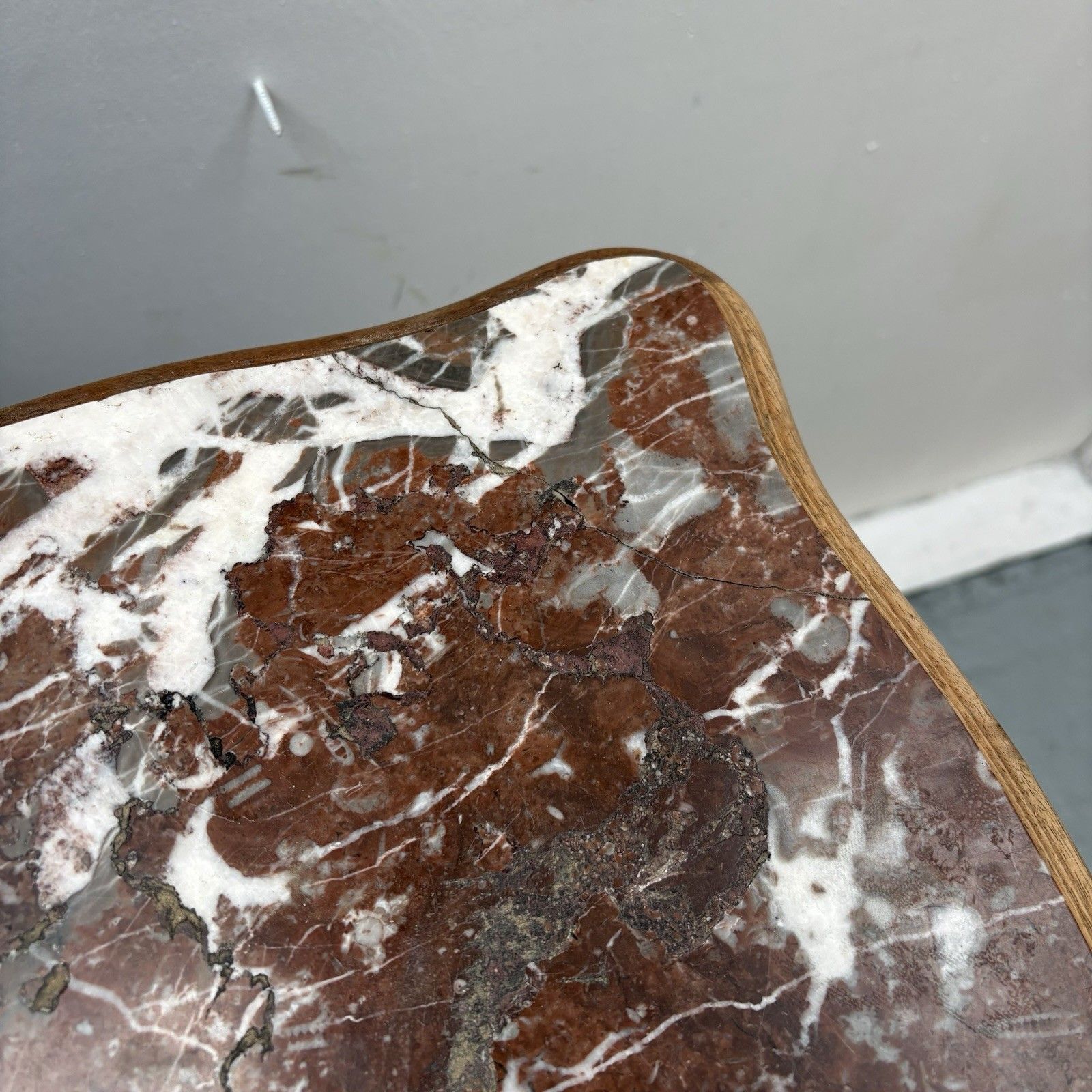 photo buy Antique French Louis XV Style Walnut & Marble Top Bedside Cabinet Nightstand