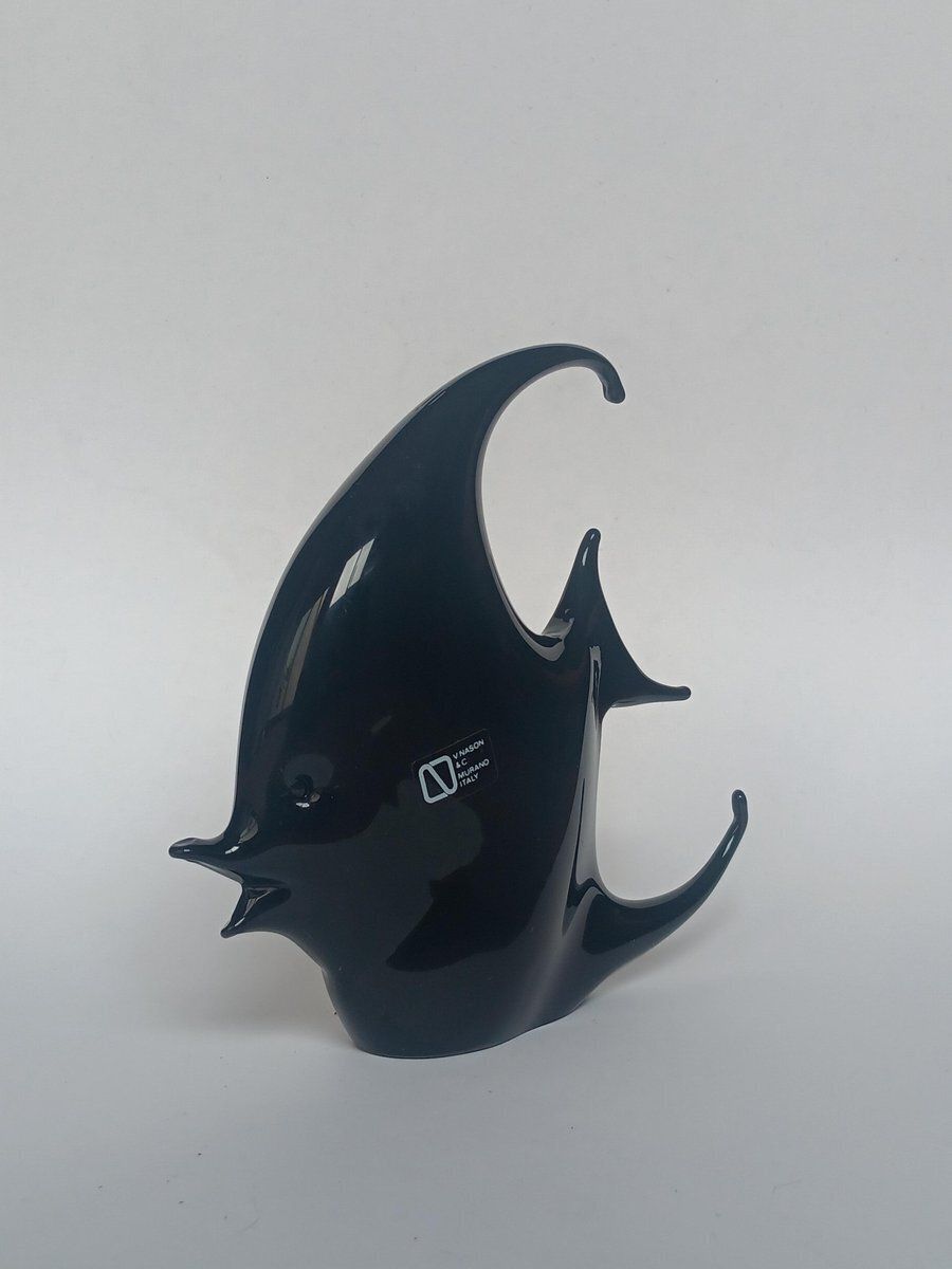 Black Murano Glass Fish Figure By Vincenzo Nason, 1970s photo vintage