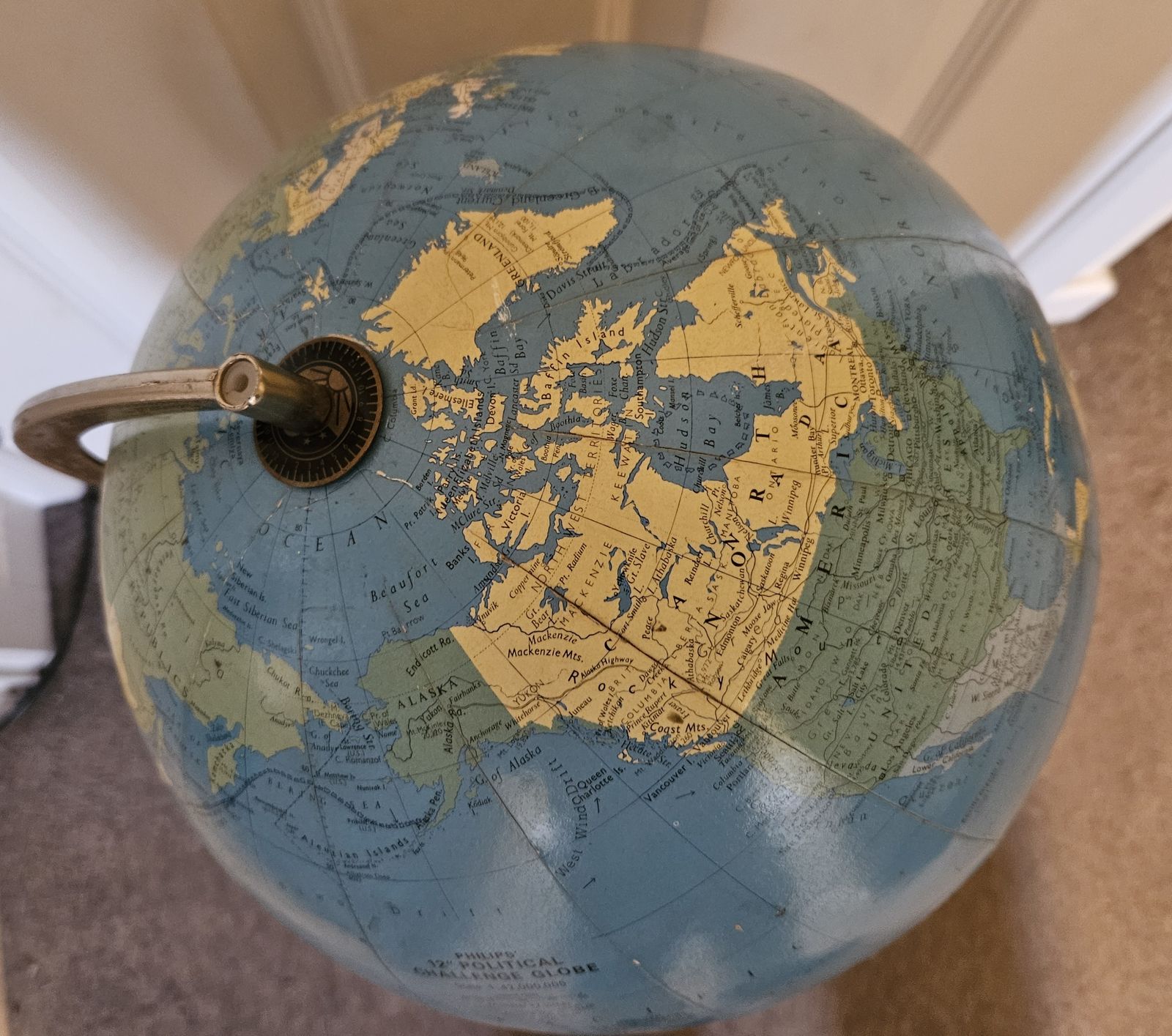 photo for sale Vintage 20th Century Philips 12"  Political  Challenge Globe 1971