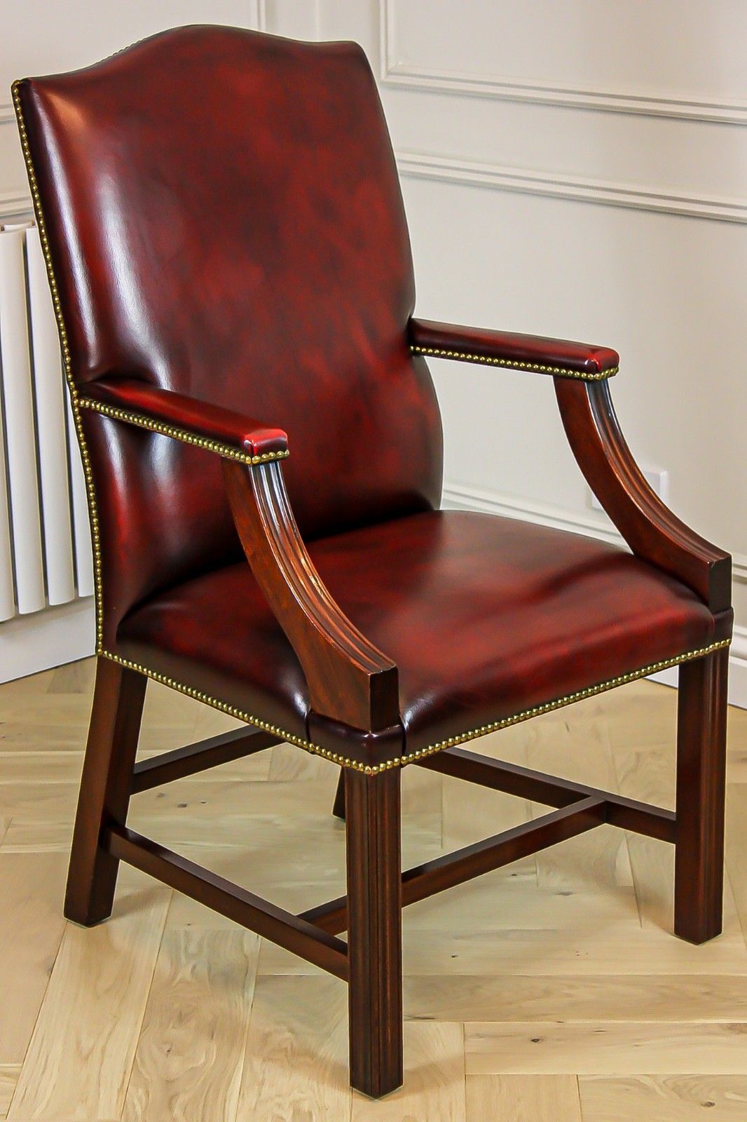 Antique Mahogany Pedestal Partners Leather Top Desk, Captains Chair & Cabinet photo vinterior