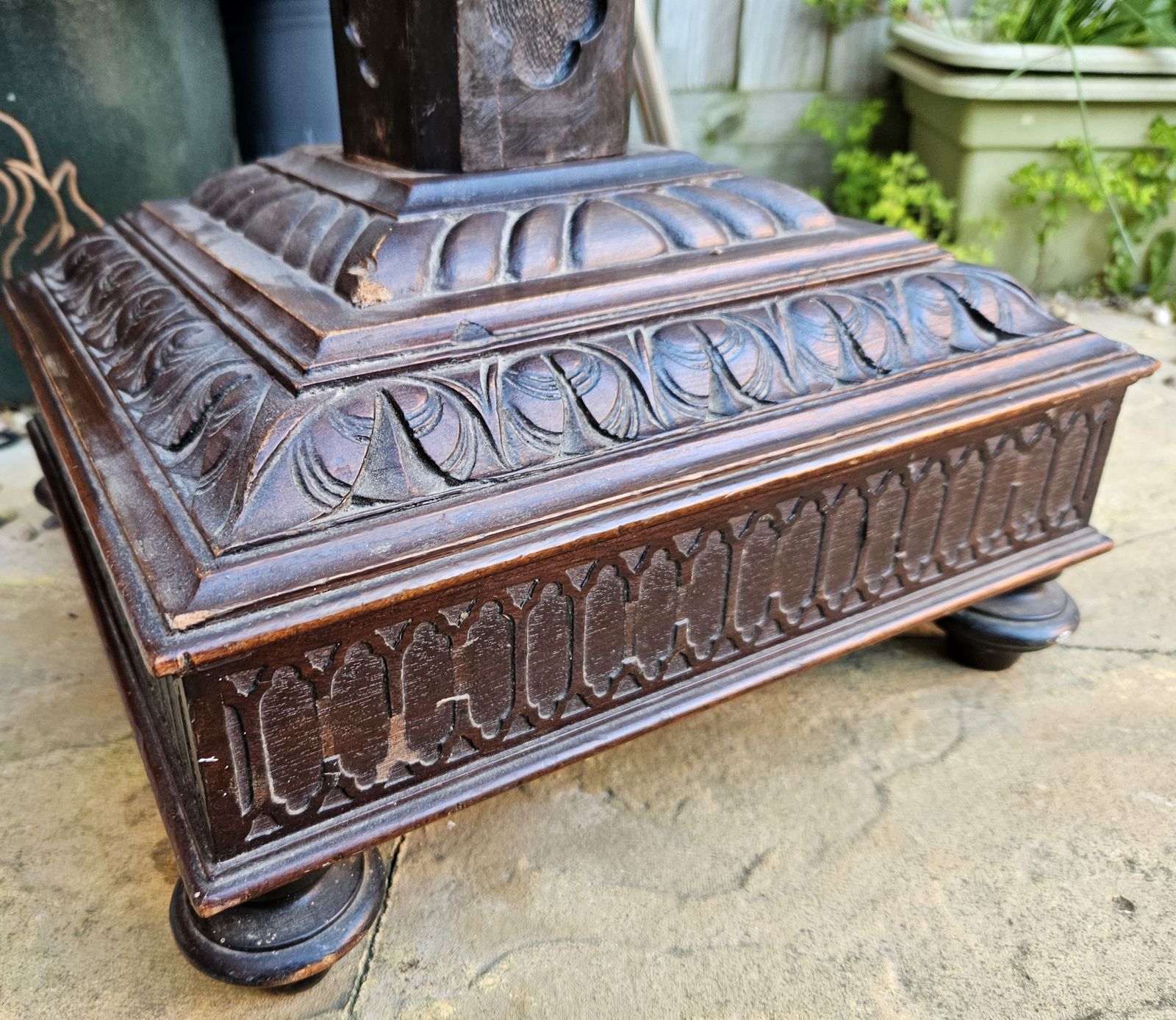 Antique Large/Tall Wood Carved  Plant Stand Table Display H 156cm photo buy