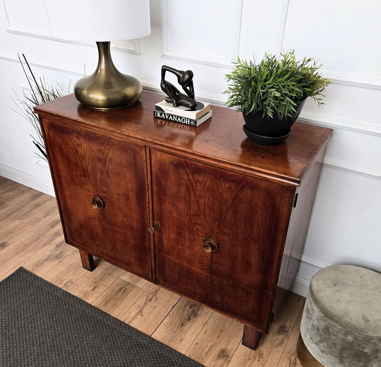 1970s Mid Century Modern Art Deco Italian Wooden Sideboard Credenza Cabinet photo Furniture