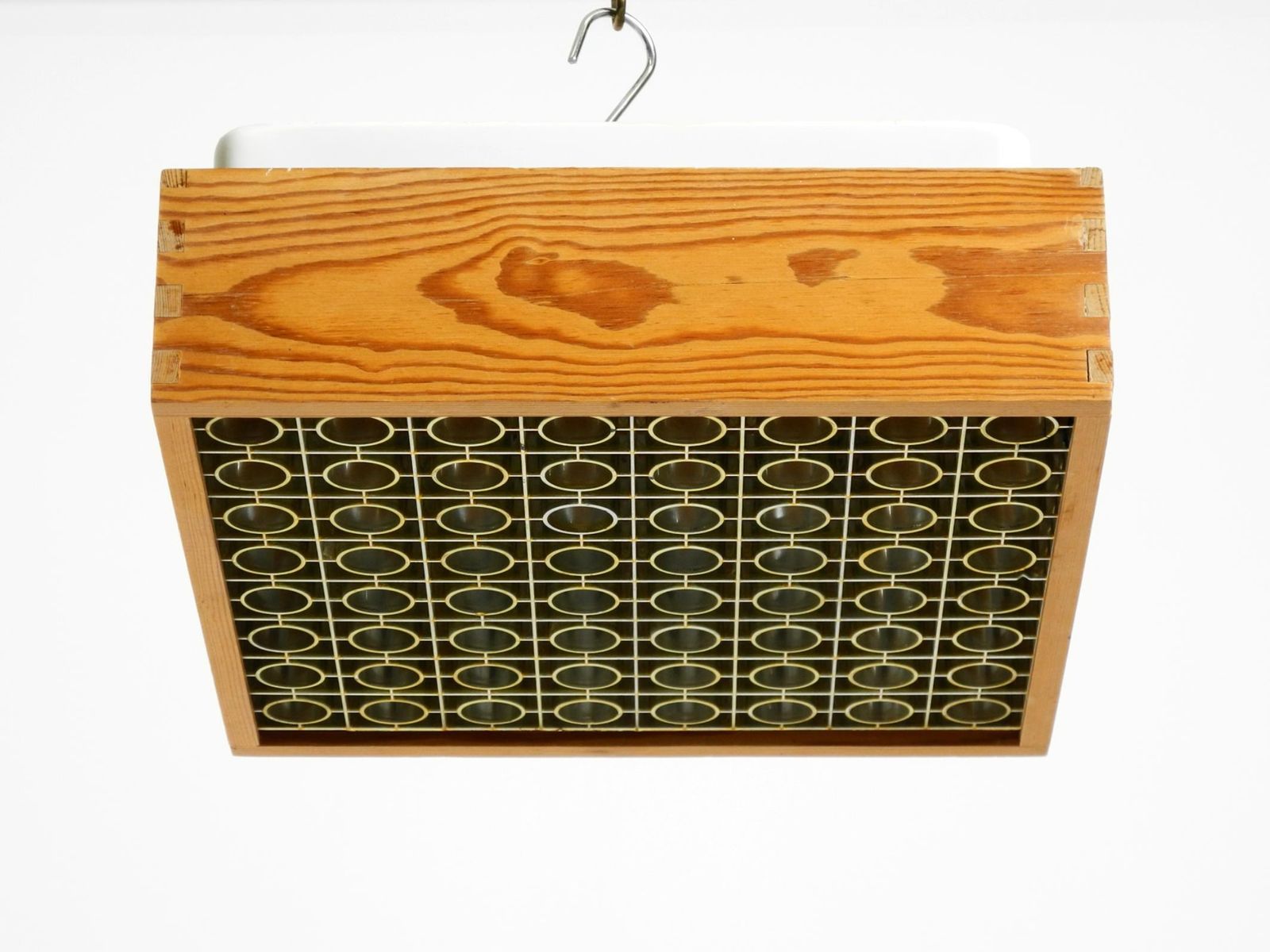 Beautiful 1970s Square Ceiling Lamp Made Of Pine Wood By Alda Sweden photo for sale