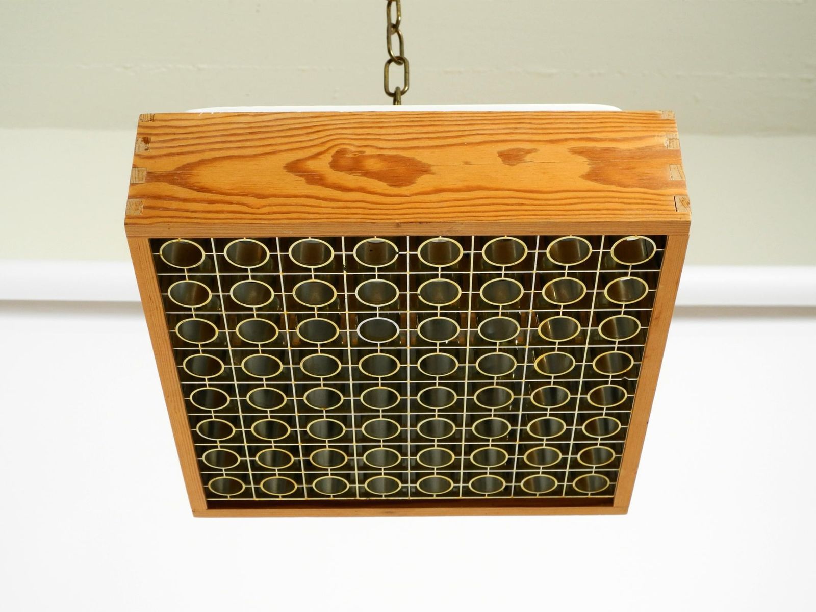 Beautiful 1970s Square Ceiling Lamp Made Of Pine Wood By Alda Sweden photo Lighting