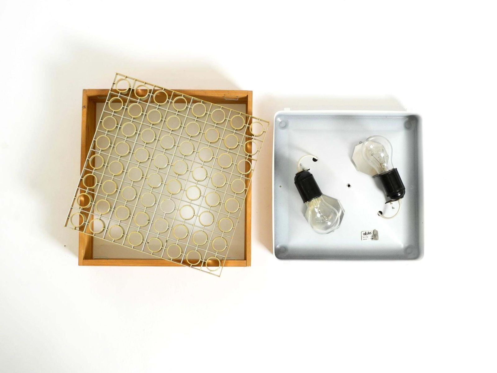 Lighting Beautiful 1970s Square Ceiling Lamp Made Of Pine Wood By Alda Sweden photo