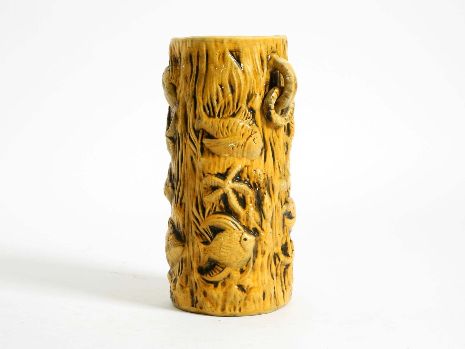 Handmade Glazed Ceramic Floor Vase With Maritime Fish And Starfish Motifs photo vinterior