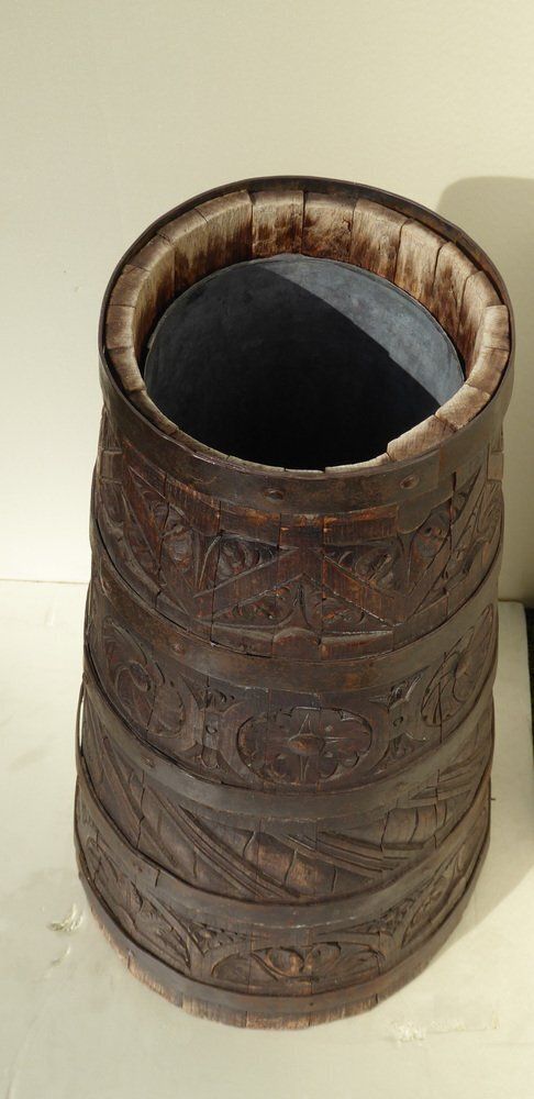 Umbrella Stand In Brass And Walnut, France, 1890s photo Home Decor
