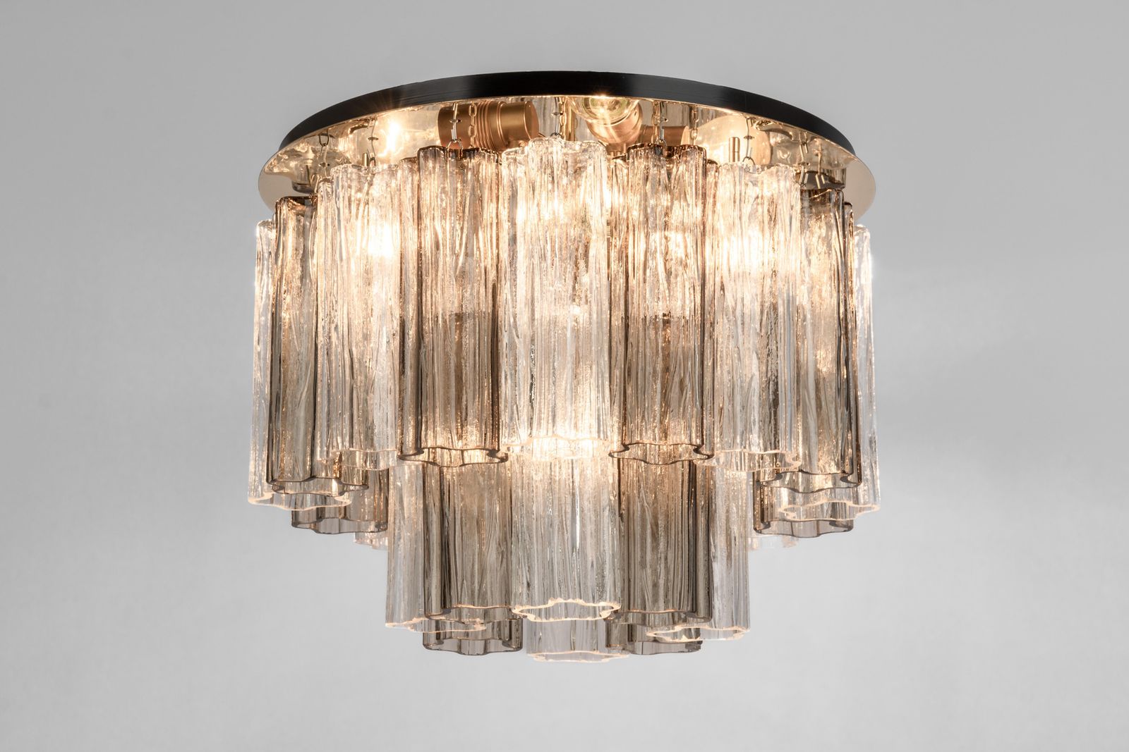 1 Of 2 Tronchi Murano Glass Flush Mount Light By Venini For Kalmar, Austria, 60s photo vinterior