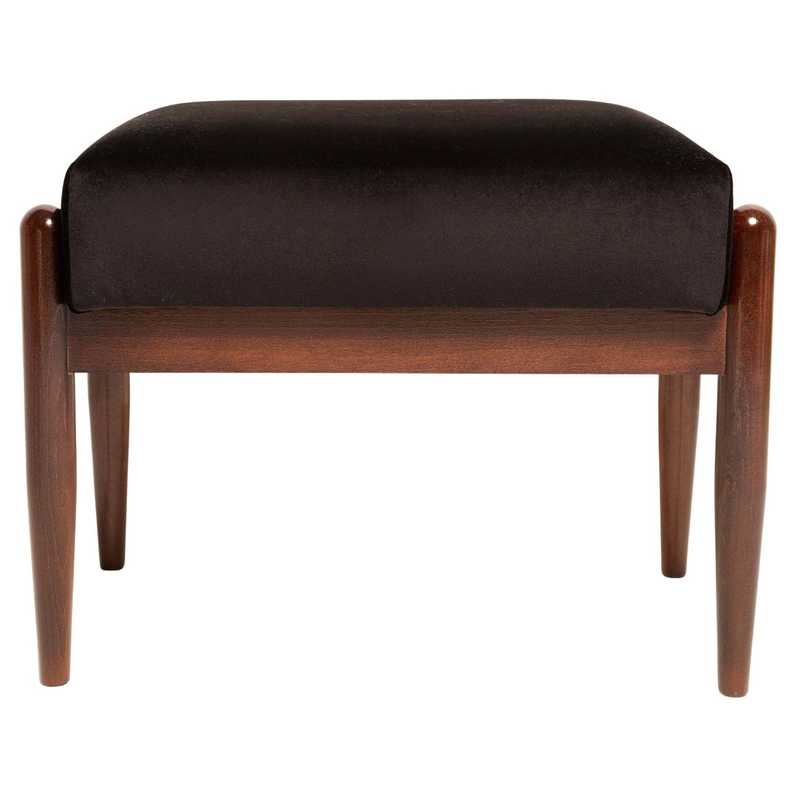 Mid Century Gfm Stool In Black Velvet, E. Homa, Europe, 1960s