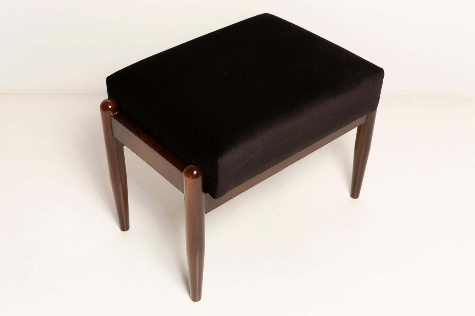 Mid Century Gfm Stool In Black Velvet, E. Homa, Europe, 1960s photo vinterior