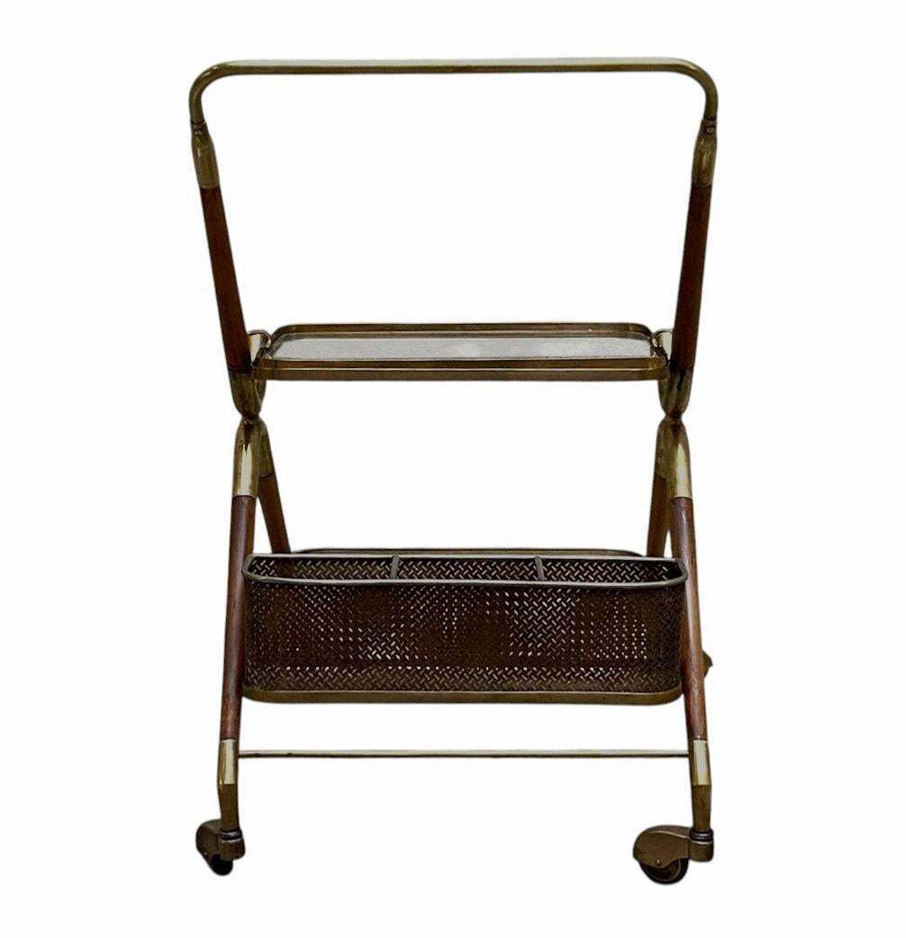 Cesare Lacca Wood And Brass Trolley, Italy 1950s photo buy