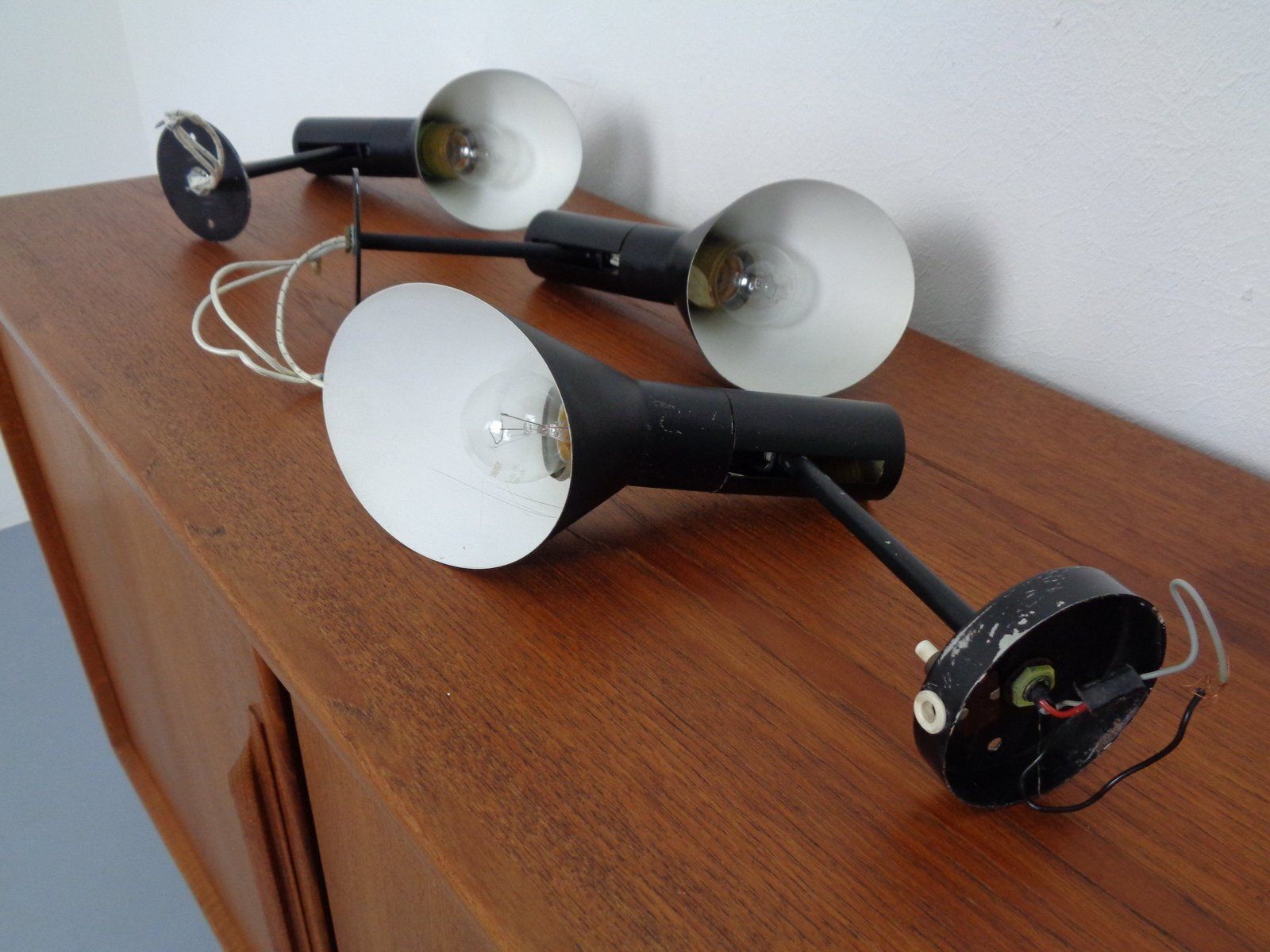 Lighting Early Visor Wall Lamps By Arne Jacobsen For Louis Poulsen, Denmark, 1950s, Set Of 3 photo
