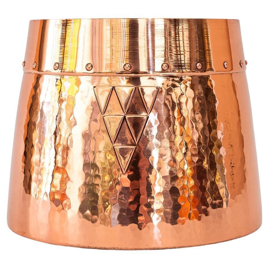 Small Art Deco Hammered Copper Plant Pot Vienna Around 1920s