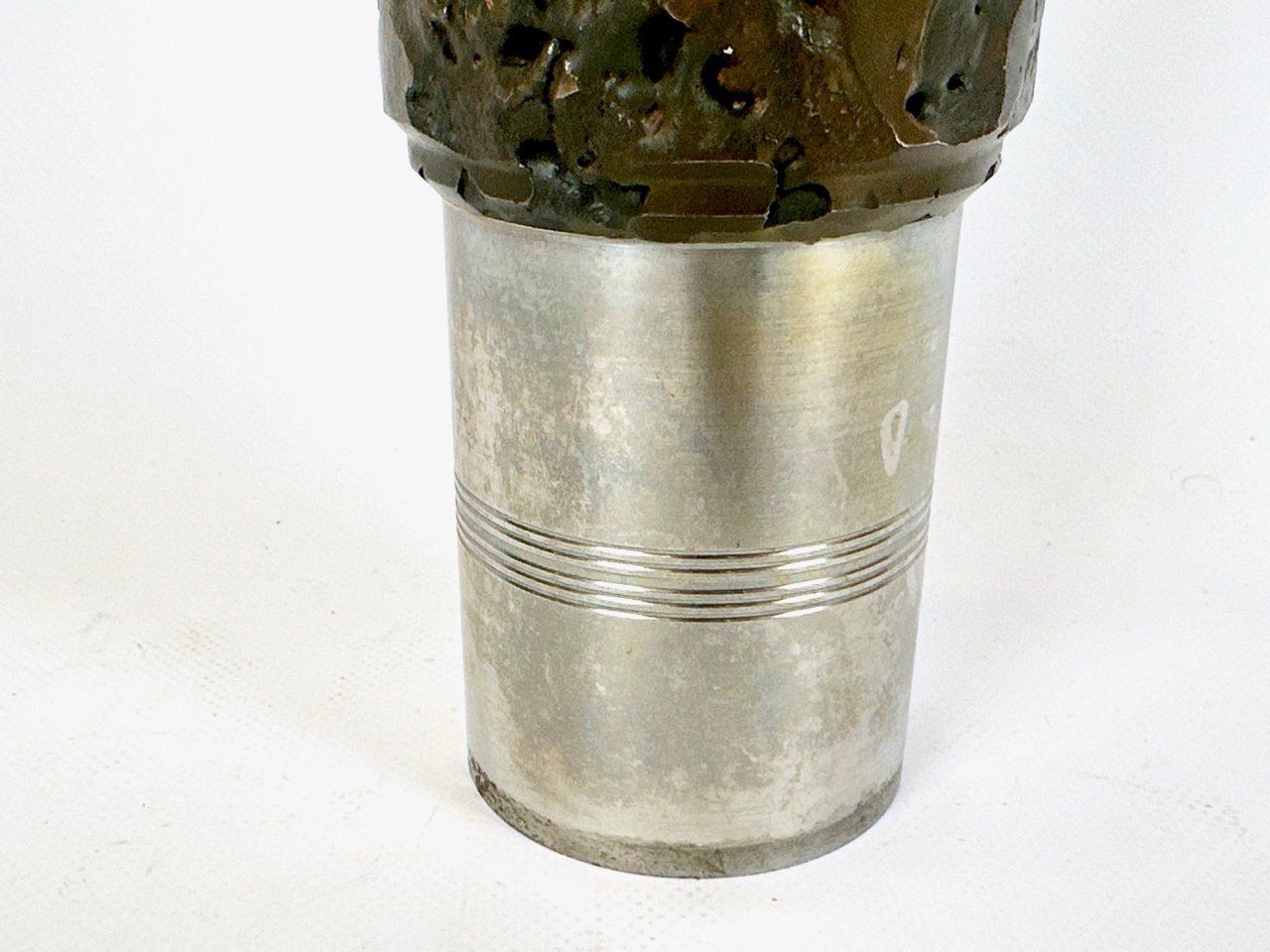 German Brutalist Cylindrical Steel And Bronze Vase From Bmf, 1970s photo buy