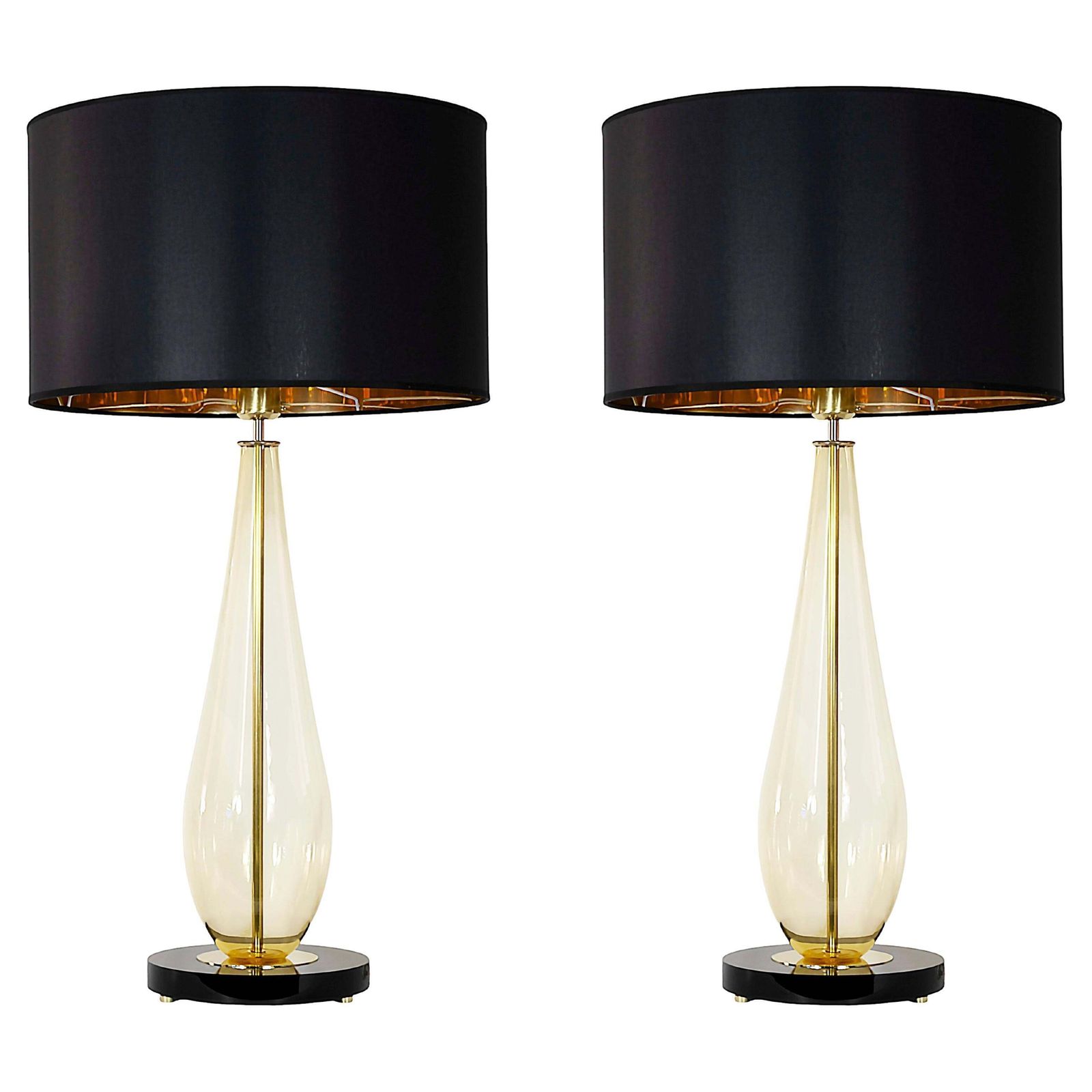 Pair Of Italian Table Lamps In Murano Glass