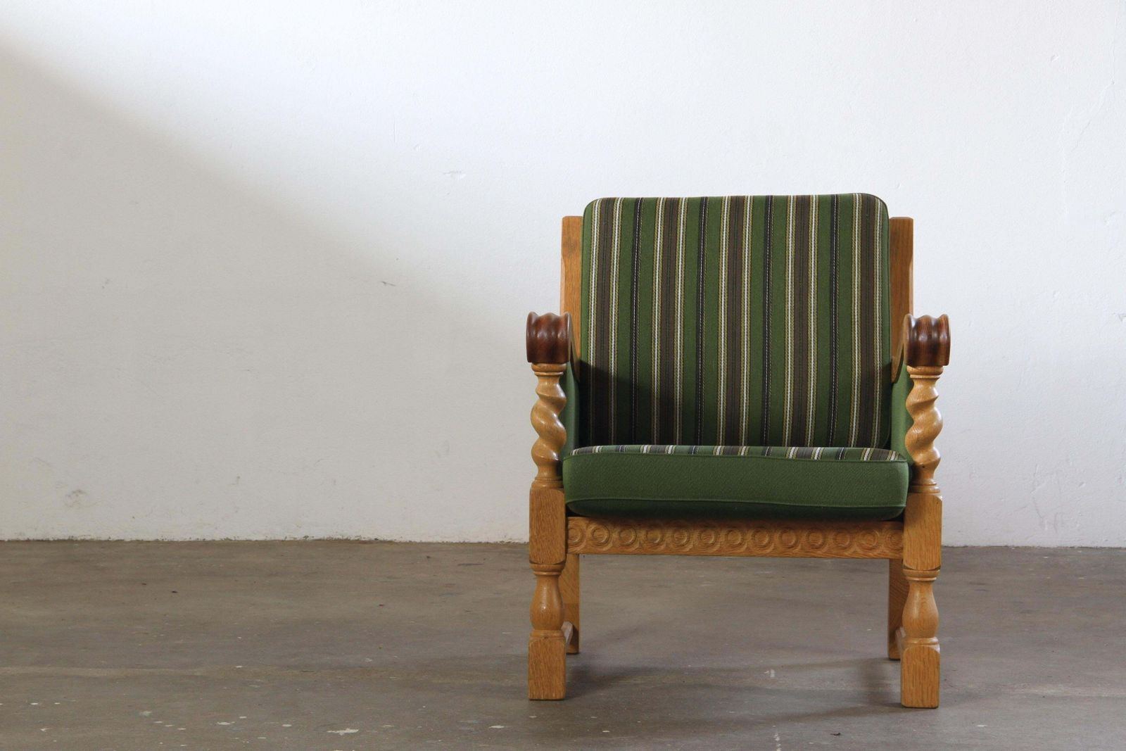 Vintage Solid Oak Danish Brutalist Lounge Chair, Henning Kjærnulf Style, 1960s photo Furniture